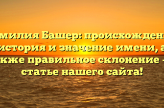 Фамилия Башер: происхождение, история и значение имени, а также правильное склонение — в статье нашего сайта!