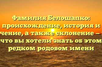 Фамилия Белошапко: происхождение, история и значение, а также склонение — все, что вы хотели знать об этом редком родовом имени