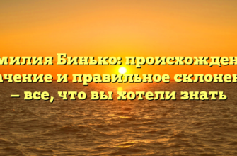 Фамилия Бинько: происхождение, значение и правильное склонение — все, что вы хотели знать