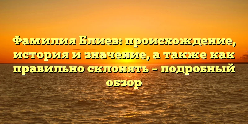 Фамилия Блиев: происхождение, история и значение, а также как правильно склонять – подробный обзор Фамилия Блиев: происхождение, история и значение, а также как правильно склонять – подробный обзор