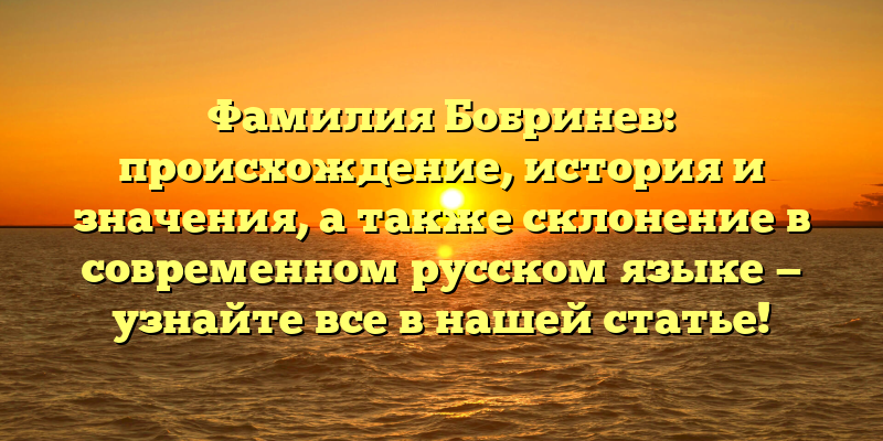 Фамилия Бобринев: происхождение, история и значения, а также склонение в современном русском языке — узнайте все в нашей статье!