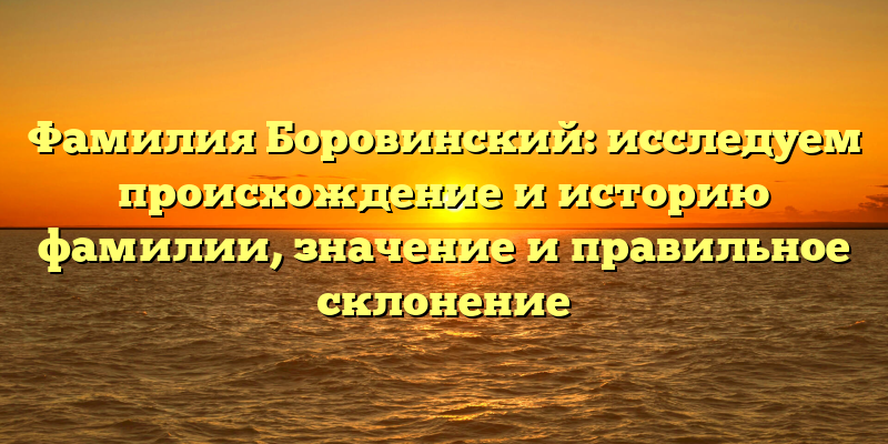 Фамилия Боровинский: исследуем происхождение и историю фамилии, значение и правильное склонение