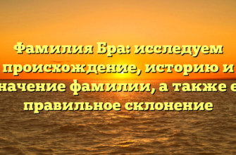 Фамилия Бра: исследуем происхождение, историю и значение фамилии, а также ее правильное склонение
