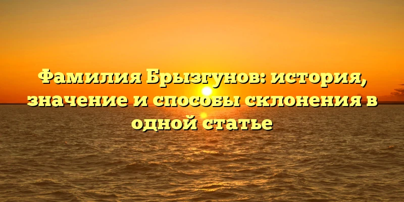 Фамилия Брызгунов: история, значение и способы склонения в одной статье Фамилия Брызгунов: история, значение и способы склонения в одной статье