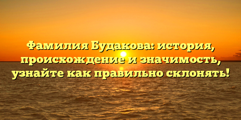 Фамилия Будакова: история, происхождение и значимость, узнайте как правильно склонять!