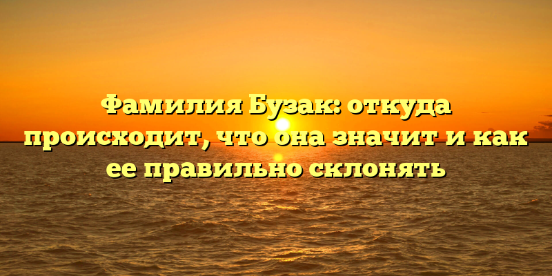 Фамилия Бузак: откуда происходит, что она значит и как ее правильно склонять