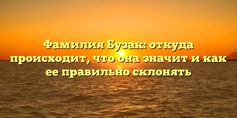Фамилия Бузак: откуда происходит, что она значит и как ее правильно склонять