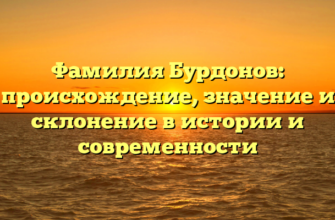 Фамилия Бурдонов: происхождение, значение и склонение в истории и современности