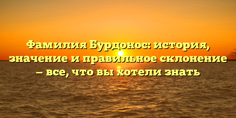 Фамилия Бурдонос: история, значение и правильное склонение — все, что вы хотели знать