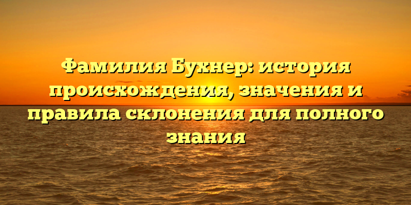 Фамилия Бухнер: история происхождения, значения и правила склонения для полного знания