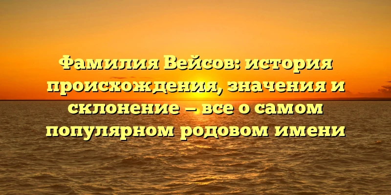 Фамилия Вейсов: история происхождения, значения и склонение — все о самом популярном родовом имени Фамилия Вейсов: история происхождения, значения и склонение — все о самом популярном родовом имени