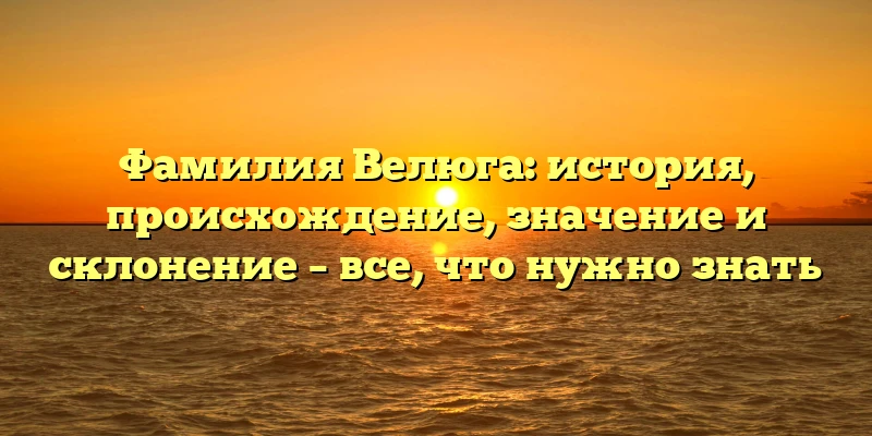 Фамилия Велюга: история, происхождение, значение и склонение – все, что нужно знать Фамилия Велюга: история, происхождение, значение и склонение – все, что нужно знать