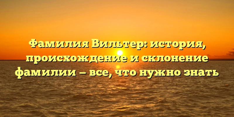Фамилия Вильтер: история, происхождение и склонение фамилии — все, что нужно знать Фамилия Вильтер: история, происхождение и склонение фамилии — все, что нужно знать