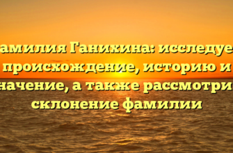 Фамилия Ганихина: исследуем происхождение, историю и значение, а также рассмотрим склонение фамилии