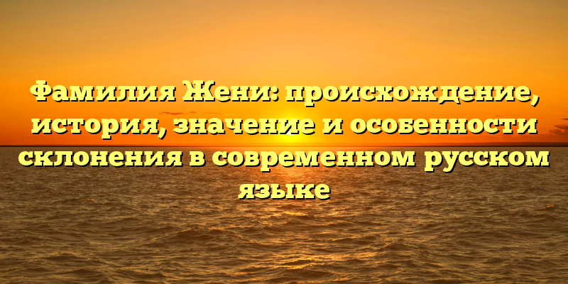 Фамилия Жени: происхождение, история, значение и особенности склонения в современном русском языке