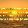 Фамилия Кадымов: происхождение, история и значения, склонение и интересные факты о родовой фамилии