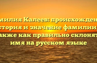 Фамилия Калеев: происхождение, история и значение фамилии, а также как правильно склонять имя на русском языке