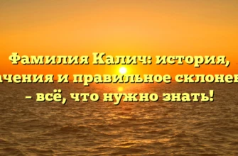 Фамилия Калич: история, значения и правильное склонение – всё, что нужно знать! Фамилия Калич: история, значения и правильное склонение – всё, что нужно знать!