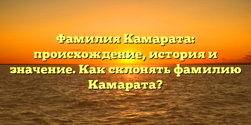 Фамилия Камарата: происхождение, история и значение. Как склонять фамилию Камарата?