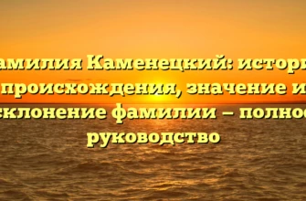 Фамилия Каменецкий: история происхождения, значение и склонение фамилии — полное руководство
