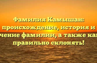 Фамилия Камышан: происхождение, история и значение фамилии, а также как ее правильно склонять! Фамилия Камышан: происхождение, история и значение фамилии, а также как ее правильно склонять!