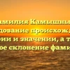 Фамилия Камышный: исследование происхождения, истории и значении, а также полное склонение фамилии.