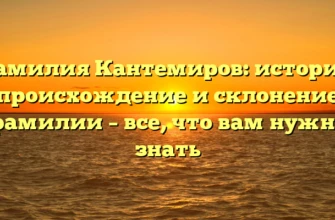 Фамилия Кантемиров: история, происхождение и склонение фамилии – все, что вам нужно знать