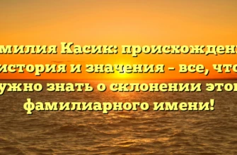 Фамилия Касик: происхождение, история и значения – все, что нужно знать о склонении этого фамилиарного имени! Фамилия Касик: происхождение, история и значения – все, что нужно знать о склонении этого фамилиарного имени!