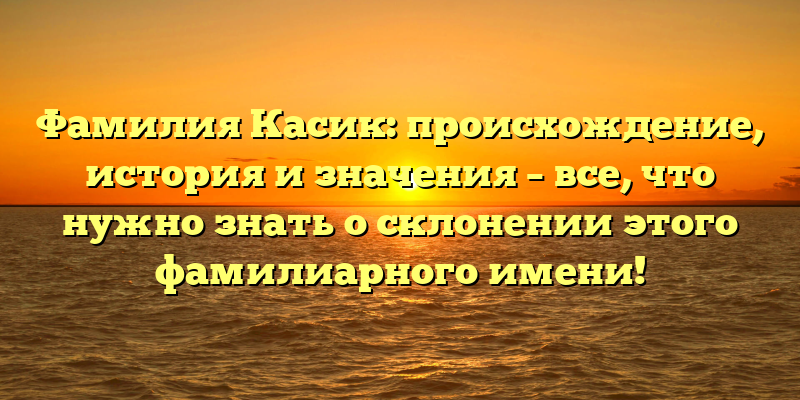 Фамилия Касик: происхождение, история и значения – все, что нужно знать о склонении этого фамилиарного имени!