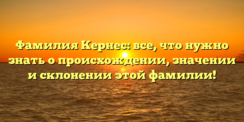 Фамилия Кернес: все, что нужно знать о происхождении, значении и склонении этой фамилии!