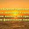 Фамилия Кернов: происхождение, история и значение + склонение в русском языке — вся правда об этом фамильном имени.