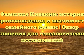 Фамилия Кибакин: история происхождения и значимость семейного имени | Обзор склонения для генеалогических исследований Фамилия Кибакин: история происхождения и значимость семейного имени | Обзор склонения для генеалогических исследований