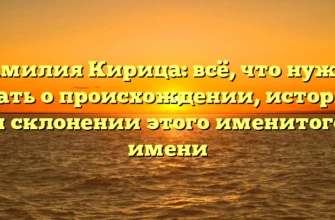 Фамилия Кирица: всё, что нужно знать о происхождении, истории и склонении этого именитого имени Фамилия Кирица: всё, что нужно знать о происхождении, истории и склонении этого именитого имени