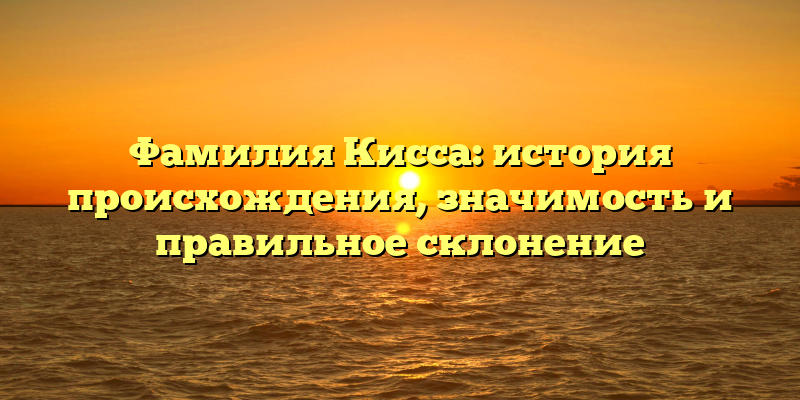 Фамилия Кисса: история происхождения, значимость и правильное склонение