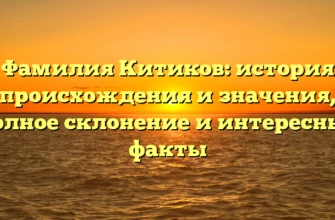 Фамилия Китиков: история происхождения и значения, полное склонение и интересные факты Фамилия Китиков: история происхождения и значения, полное склонение и интересные факты