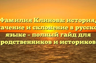 Фамилия Клинова: история, значение и склонение в русском языке – полный гайд для родственников и историков