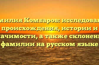 Фамилия Комбаров: исследование происхождения, истории и значимости, а также склонение фамилии на русском языке