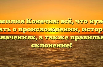 Фамилия Конечка: всё, что нужно знать о происхождении, истории и значениях, а также правильное склонение! Фамилия Конечка: всё, что нужно знать о происхождении, истории и значениях, а также правильное склонение!