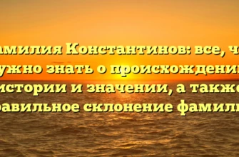 Фамилия Константинов: все, что нужно знать о происхождении, истории и значении, а также правильное склонение фамилии Фамилия Константинов: все, что нужно знать о происхождении, истории и значении, а также правильное склонение фамилии