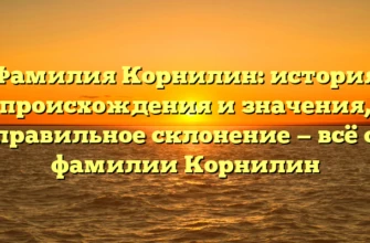 Фамилия Корнилин: история происхождения и значения, правильное склонение — всё о фамилии Корнилин Фамилия Корнилин: история происхождения и значения, правильное склонение — всё о фамилии Корнилин