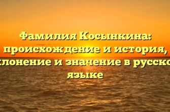 Фамилия Косынкина: происхождение и история, склонение и значение в русском языке Фамилия Косынкина: происхождение и история, склонение и значение в русском языке