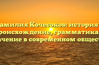 Фамилия Кочесоков: история и происхождение, грамматика и значение в современном обществе Фамилия Кочесоков: история и происхождение, грамматика и значение в современном обществе