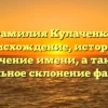 Фамилия Кулаченко: происхождение, история и значение имени, а также правильное склонение фамилии