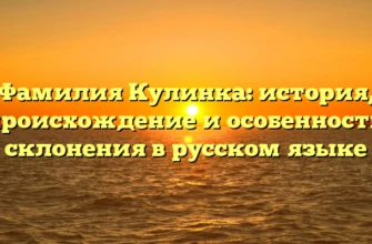Фамилия Кулинка: история, происхождение и особенности склонения в русском языке Фамилия Кулинка: история, происхождение и особенности склонения в русском языке