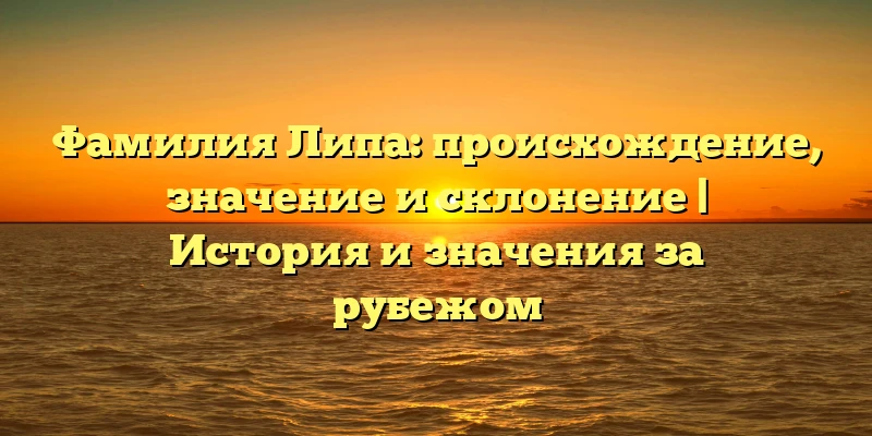 Фамилия Липа: происхождение, значениe и склонение | История и значения за рубежом Фамилия Липа: происхождение, значениe и склонение | История и значения за рубежом