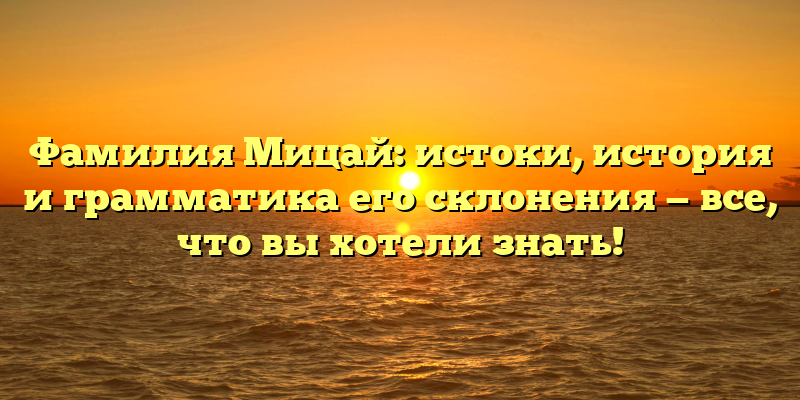 Фамилия Мицай: истоки, история и грамматика его склонения — все, что вы хотели знать!