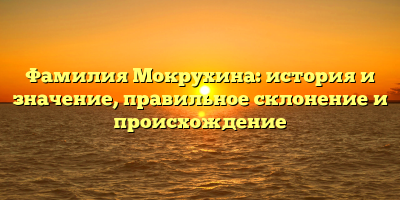 Фамилия Мокрухина: история и значение, правильное склонение и происхождение