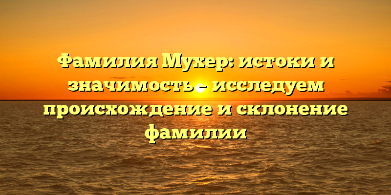 Фамилия Мухер: истоки и значимость – исследуем происхождение и склонение фамилии