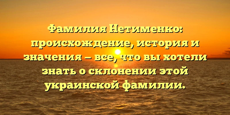 Фамилия Нетименко: происхождение, история и значения — все, что вы хотели знать о склонении этой украинской фамилии.