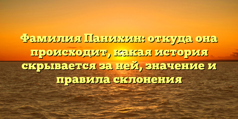 Фамилия Панихин: откуда она происходит, какая история скрывается за ней, значение и правила склонения